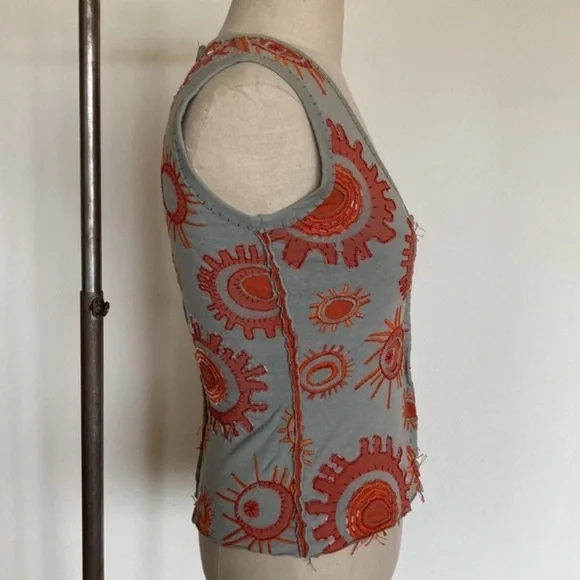 Project Alabama Hand top, hand stitched, beads, marked M but fits like XS - Picture 6 of 14